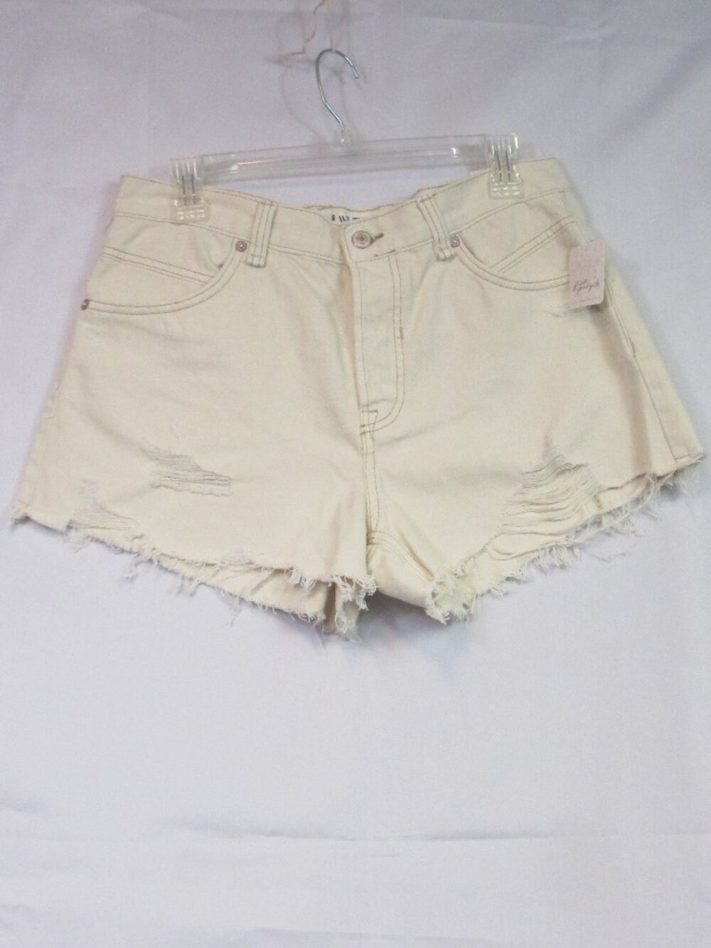 We The Free Beige Distressed Denim Jean Shorts - Picture 3 of 8
